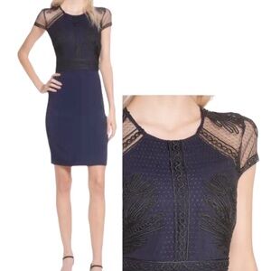 Harlyn Soutached Sheath Dress Black Navy S